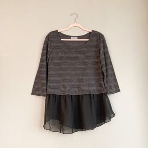 Bobbie Brooks Black Mixed Media Top